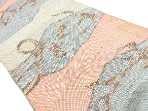 アンティーク　手織り紬抽象模様織り出し名古屋帯